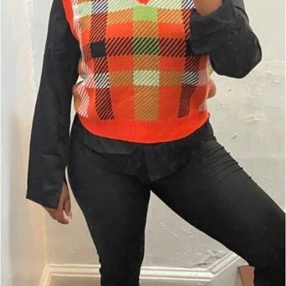 Cute Orange and Green Plaid Vest - Picture 6 of 6